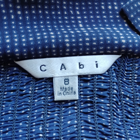 Cabi Women's Sleeveless Top Size 8 Navy & White Smocked Sides Adjustable Straps - Picture 11 of 15